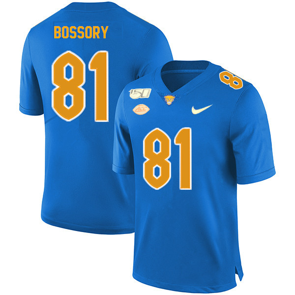 2019 Men #81 Nate Bossory Pitt Panthers College Football Jerseys Sale-Royal